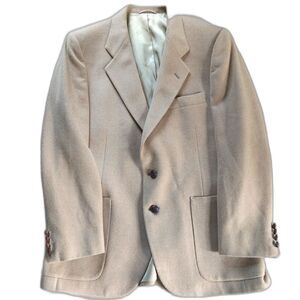 Men's Valentino Blazer - 1980's Scotland Wool Camel Pea Coat Single Breasted